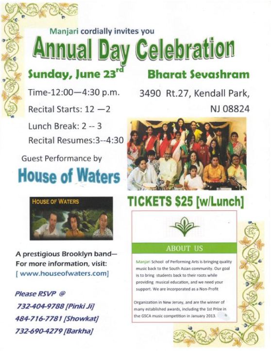 Official Flier for Manjari Annual Day Celebration